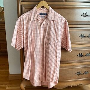 Nautica Men’s Short-Sleeve Pink Plaid Button-Down Shirt